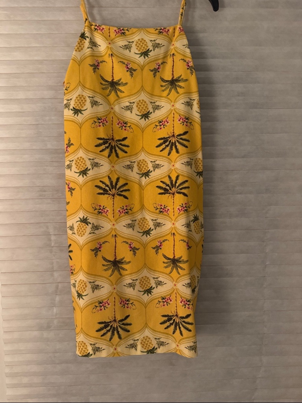 Yellow Tropical Palm Midi Dress